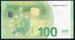 100 EURO GERMANY  R001 RA000  ONLY 3 NUMBERS  -  DRAGHI  UNC - 100 Euro