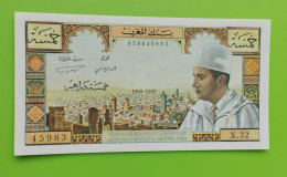 MAROC MOROCCO MARRUECOS MAROKKO BANQUE DU MAROC 5 DIRHAM 1968 UNC.. - Marocco