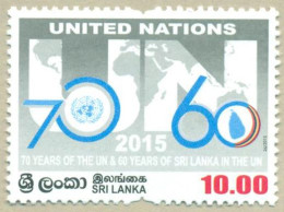 SRI LANKA 2015 MNH THE 70TH ANNIVERSARY OF THE UNITED NATIONS - Sri Lanka (Ceylan) (1948-...)