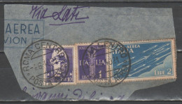 ITALIA 1940 - Imperiale 10 L., Imperiale P.a. 2 L. E 1 L. Su Frammento Di Lettera Posta Aerea - Oblitérés