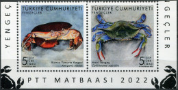 Turkey 2022. Crabs Of Turkey (I) (MNH OG) Block Of 2 Stamps - Unused Stamps