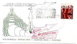 Yugoslavia, The First Attempt At Rocket Transmission Of Shipments, Belgrade 1965 - Covers & Documents