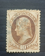UNITED STATE ÉTATS-UNIS US USA 1870 JEFFERSON CAT. SCOTT N.150 PERF. 12 WITHOUT GRILL - Usados