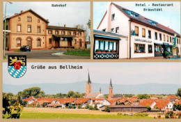 73951075 Bellheim Bahnhof Hotel Restaurant Braeustuebl Ortsansicht Mit Kirchen - Bellheim