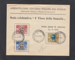 FDC 1ERE FOIRE DE SOMALIE, 14-9-1952. - Somalie