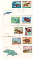 POLSKA - POLONIA - 4 BUSTE - ANIMALI - TIMBRI 1966 + FRANCOBOLLI - NON VIAGGIATE - FDC