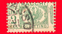ITALIA - REGNO - Usato - 1927 - Pacchi Postali - Fascio Littorio - Aquila, Cifra E Fasci - Sul Bollettino - 2 L. - Colis-postaux