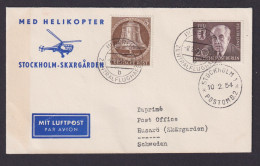 MED Helikopter Flugpost Brief Air Mail MIF Berlin Glocken Stockholm Skärgarden - Lettres & Documents
