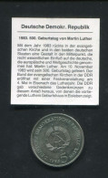 "DDR" 1983, Gedenkmuenze 5 Mark "Martin Luther" Unzirkuliert/Stempelglanz (A2261) - 5 Marcos