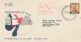 Nieuw Zeeland 1953, Letter From Christchurch To Amsterdam, Netherland (spec. Flight KLM) - Storia Postale