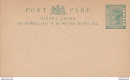 1893 SIERRA LEONE, Head Of Queen Victoria ,POSTAL CARD Halfpenny Green On Buff - Other & Unclassified