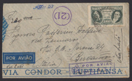PA 58 - 18/10/1941 - Incoming Air Mail LATI. Letter Sent From Brazil To Italy. Italian Censorship And Label. - Covers & Documents