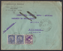 PA 67 - 25/1/1936 - Incoming Air Mail. Letter Sent From Brazil To Italy. Italian Censorship And Label. - Covers & Documents
