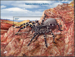 Madeira 2023. Deserta Grande Wolf Spider (Hogna Ingens) (MNH OG) Souvenir Sheet - Madeira