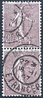 YT 131 Paire Marseille Etranger 16.11.1907 Semeuse Lignée 20c Brun-lilas 1903 France – Aff - 1903-60 Semeuse Lignée