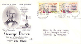 Canada George Brown Journaliste Pair FDC ( A70 816) - 1961-1970