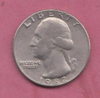 United States, 1982D- Mint Denver- Quarter Dollar- Copper-nickel- - 1932-1998: Washington