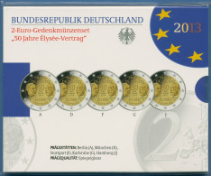 Deutschland 2 Euro 2013 Élysée-Vertrag Originalsatz Polierte Platte PP (m2491) - Germania