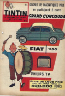 Magasine Tintin Grand Concours FIAT 1100. 2 Trous Et Légères Entailles - Objets Publicitaires