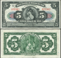 Peru 5 Soles De Oro. 26.09.1941 Paper Unc. Banknote Cat# P.66Aa - Pérou