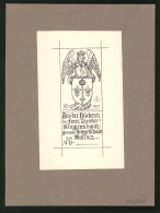 Exlibris Von Wainz Für Franz Theodor, Engel Hält Wappen Mit Schwert Und Krone  - Ex-libris