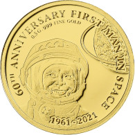 Fidji, 5 Dollars, Yuri Gagarin, 2021, BE, Or, FDC - Fiji