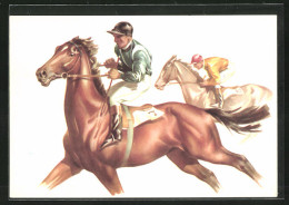 Künstler-AK Sign. A. Bermond: Jockey Wird Mit Seinem Pferd Langsamer  - Hippisme