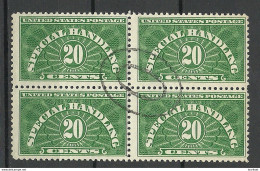 USA 1928 Revenue Tax Special Handling 20 C. Paketmarke Packet Stamp Michel 15 As 4-block O - Parcel Post & Special Handling