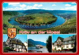 73836785 Kroev Croev Croev Mosel Fliegeraufnahme Moselschleife Dreigiebelhaus An - Kröv