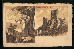 Künstler-AK Königswinter, Ruine Drachenfels, Sage Vom Drachenfels  - Koenigswinter