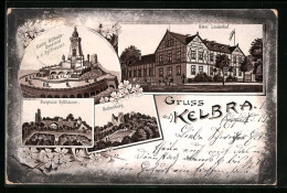 Lithographie Kelbra, Hotel Lindenhof, Rothenburg, Ruine Und Denkmal Kyffhäuser  - Kyffhäuser