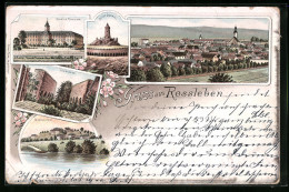 Lithographie Rossleben, Kloster, Kaiser-Denkmal, Memleben  - Rossleben