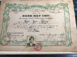SOUTH Vietnam Sells Before 1964-name-trieu Truc Phong-(giay-danh May Chu-1pcs)paper Certificate Of Merit During The Repu - Documents Historiques