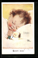 Künstler-AK Mabel Lucie Attwell: Sleepy Head, Kind Liegt Mit Seiner Puppe Im Bettchen  - Attwell, M. L.