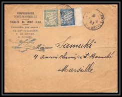 00442 Bouches Du Rhone Lettre Taxée 25c Faculté De Droit Aix-en-Provence Pour Marseille 1923 - 1859-1959 Lettres & Documents