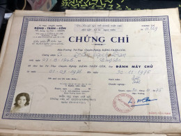SOUTH Vietnam Sells Before 1976-name-tran Bach Lan-(giay-chung Chi-1pcs)paper Certificate Of Merit During The Republic O - Documents Historiques