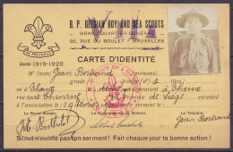 Belgique - Carte D'identité "B.P. BELGIAN BOY AND SEA SCOUTS" D'un Scout De THEUX - Datée 1920 - Avec Photo - Pfadfinder-Bewegung