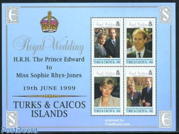 Turks And Caicos Islands 1999 Edward & Sophie Wedding 4v M/s, Mint NH, History - Kings & Queens (Royalty) - Familles Royales