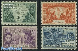 Ivory Coast 1931 Colonial Exposition Paris 4v, Unused (hinged), History - Transport - Women - Ships And Boats - Unused Stamps