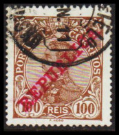 1910. PORTUGAL. Manuel II 100 REIS Overprinted REPUBLICA. Fold. (Michel 177) - JF546225 - Used Stamps