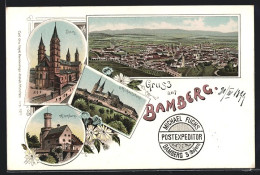 Lithographie Bamberg, Totalansicht, Dom, Michelsberg  - Bamberg
