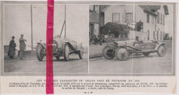 Auto Auto's Voiture Coureur Rougier & Duray Sur Voisin, GP Strasbourg - Orig. Knipsel Coupure Tijdschrift Magazine 1922 - Non Classés