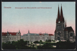 AK Chemnitz, Körnerplatz Mit Marcuskirche Und Körnerdenkmal  - Chemnitz