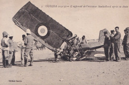 OUDJDA - 1913 - MAROC - L ' APPAREIL DE L ' AVIATEUR SOULEILLAND APRES SA CHUTE - AVION - ACCIDENT - AVIATION - 2 SCANS - Accidents