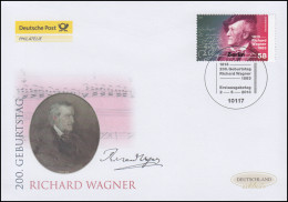 3008 Komponist Richard Wagner, Schmuck-FDC Deutschland Exklusiv - Covers & Documents