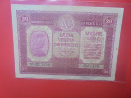 CASSA VENETA DEI PRESTITI 20 LIRE 1918 Circuler  (B.34) - Oostenrijkse Bezetting Van Venetië