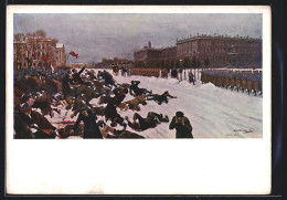 Künstler-AK St. Petersburg, Erschiessung Der Manifestanten Am 9.1.1905 Beim Winterpalais  - Evènements