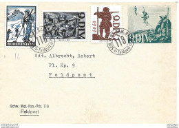 9 - 42 - Enveloppe Avec Timbres Militaires "9 DIV." Cachet Feldpost Schw. Mot.-Kan.Bttr 118 - Documenten