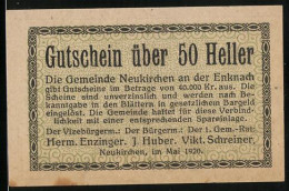 Notgeld Neukirchen An Der Enknach 1920, 50 Heller, Kirche  - Autriche