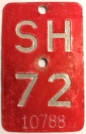 Velonummer Schaffhausen SH 72 - Number Plates